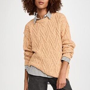NEW FREE PEOPLE ISLA Cotton cable knit sweater 5M3